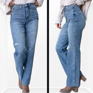 Judy Blue High Rise Tummy Control Cut Raw Hem Straight Jeans Size 13/31 NWT